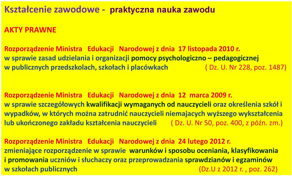 1487) Rozporządzenie Ministra Edukacji Narodowej z dnia 12 marca 2009 r.