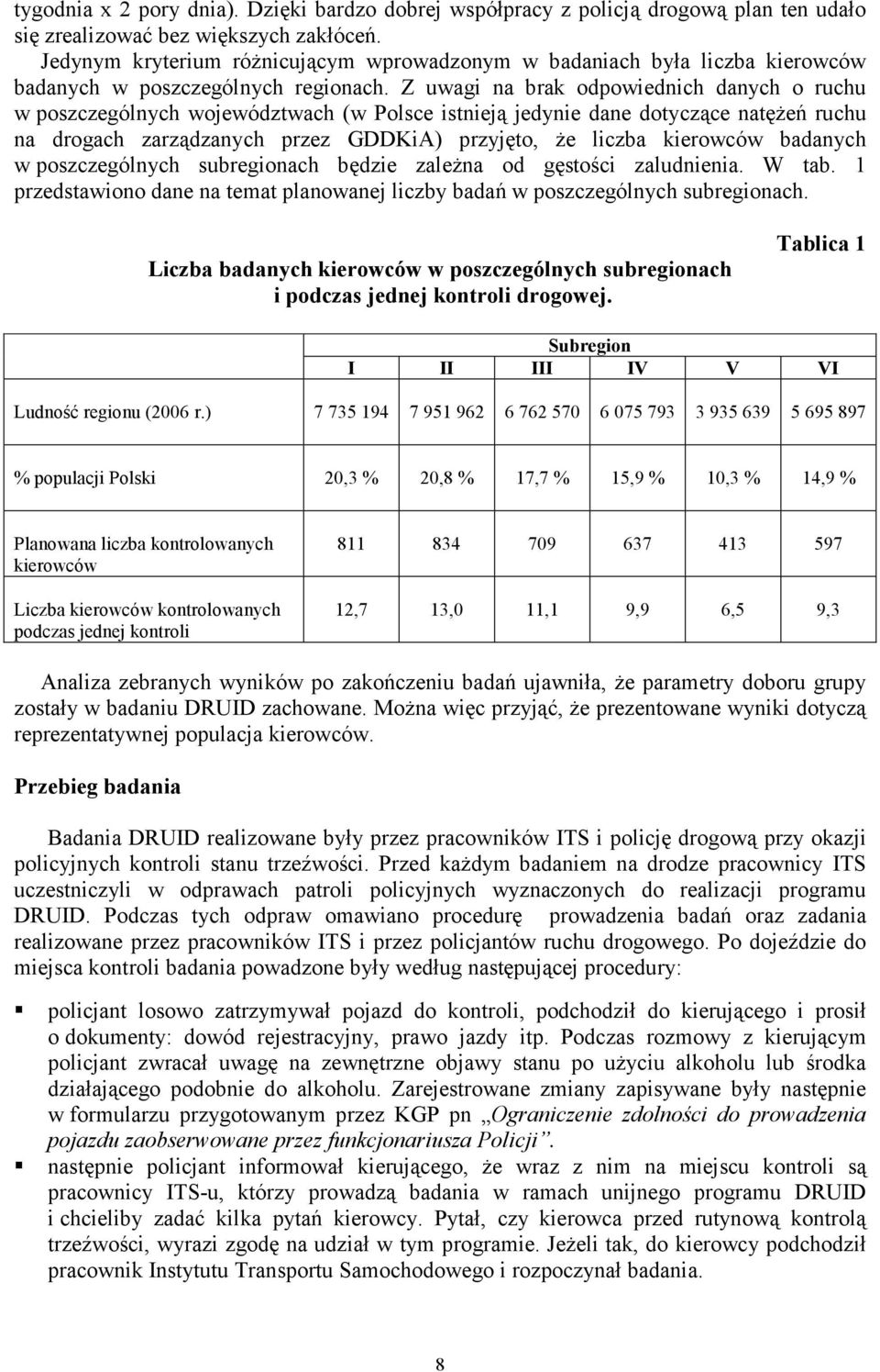 Z uwagi na brak odpowiednich danych o ruchu w poszczególnych województwach (w Polsce istnieją jedynie dane dotyczące natęŝeń ruchu na drogach zarządzanych przez GDDKiA) przyjęto, Ŝe liczba kierowców