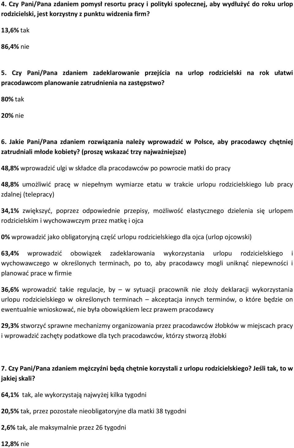 Jakie Pani/Pana zdaniem rozwiązania należy wprowadzić w Polsce, aby pracodawcy chętniej zatrudniali młode kobiety?