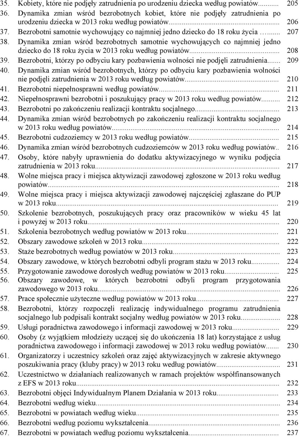 Bezrobotni samotnie wychowujący co najmniej jedno dziecko do 18 roku życia... 207 38.