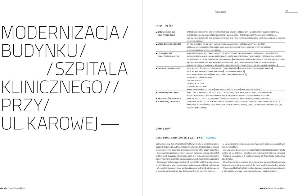 karowej [ creating conception for architectural and building expansion and modernization of the princess anna mazowiecka hospital building in karowa street in warsaw.