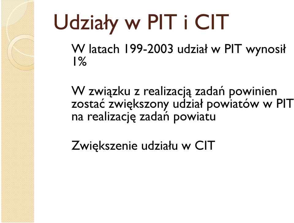 powinien zostać zwiększony udział powiatów w PIT