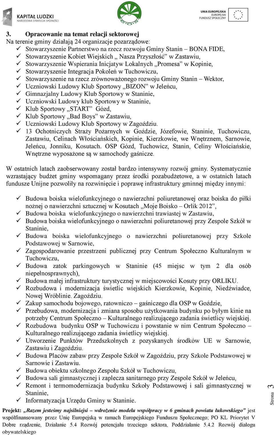 Stanin Wektor, Uczniowski Ludowy Klub Sportowy BIZON w Jeleńcu, Gimnazjalny Ludowy Klub Sportowy w Staninie, Uczniowski Ludowy klub Sportowy w Staninie, Klub Sportowy START Gózd, Klub Sportowy Bad