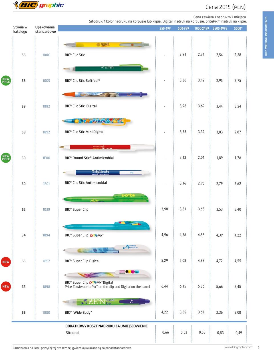 59 1892 BIC Clic Stic Mini Digital - 3,53 3,32 3,03 2,87 PRICE 60 1F00 BIC Round Stic Antimicrobial - 2,13 2,01 1,89 1,76 60 1F01 BIC Clic Stic Antimicrobial - 3,16 2,95 2,79 2,62 62 1039 BIC Super