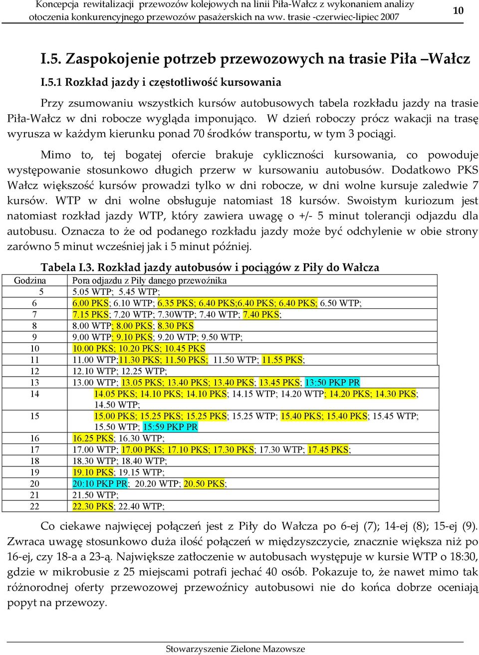 Mimo to, tej bogatej ofercie brakuje cykliczności kursowania, co powoduje występowanie stosunkowo długich przerw w kursowaniu autobusów.