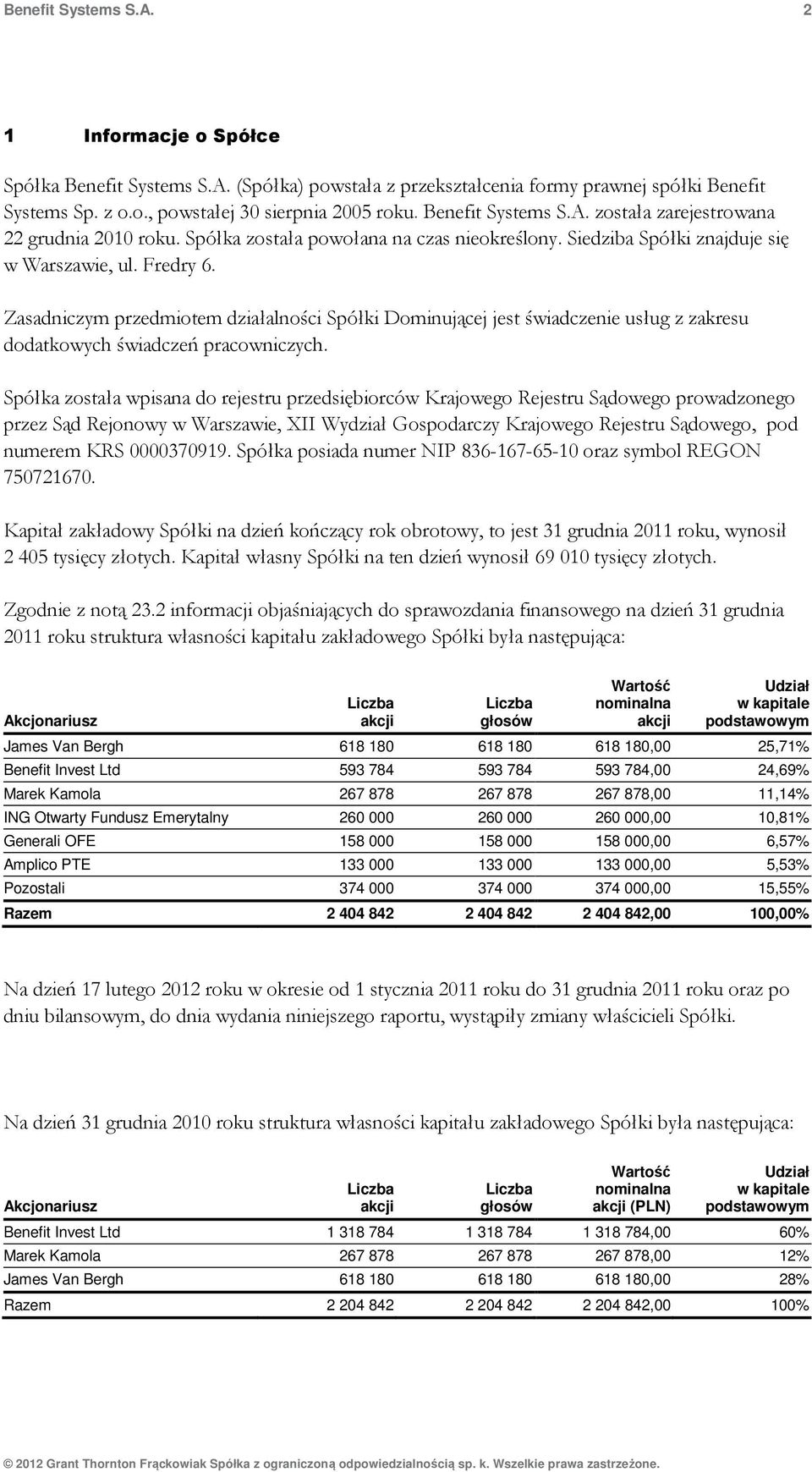 Zasadniczym przedmiotem działalności Spółki Dominującej jest świadczenie usług z zakresu dodatkowych świadczeń pracowniczych.