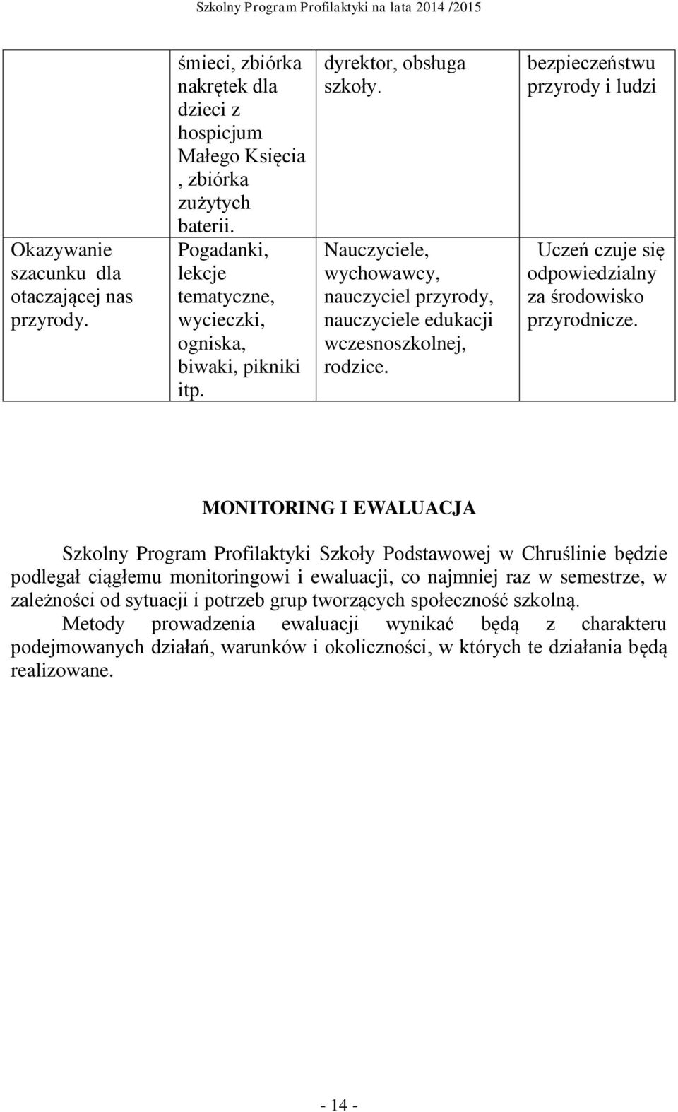 bezpieczeństwu przyrody i ludzi czuje się odpowiedzialny za środowisko przyrodnicze.