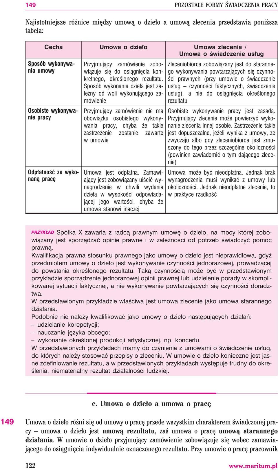 Sposób wykonania dzie³a jest zale ny od woli wykonuj¹cego zamówienie Przyjmuj¹cy zamówienie nie ma obowi¹zku osobistego wykonywania pracy, chyba e takie zastrze enie zostanie zawarte w umowie Umowa