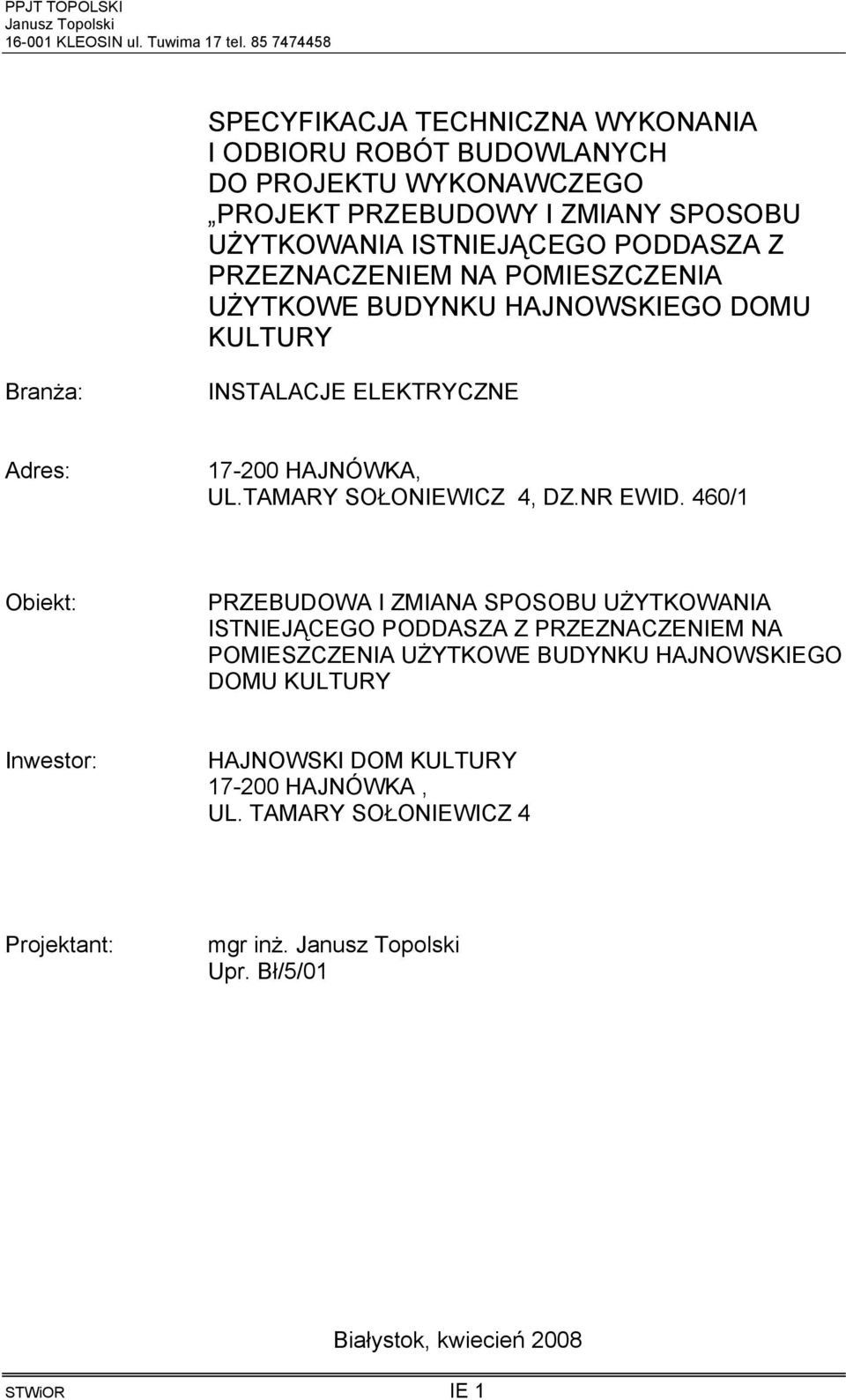 TAMARY SOŁONIEWICZ 4, DZ.NR EWID.