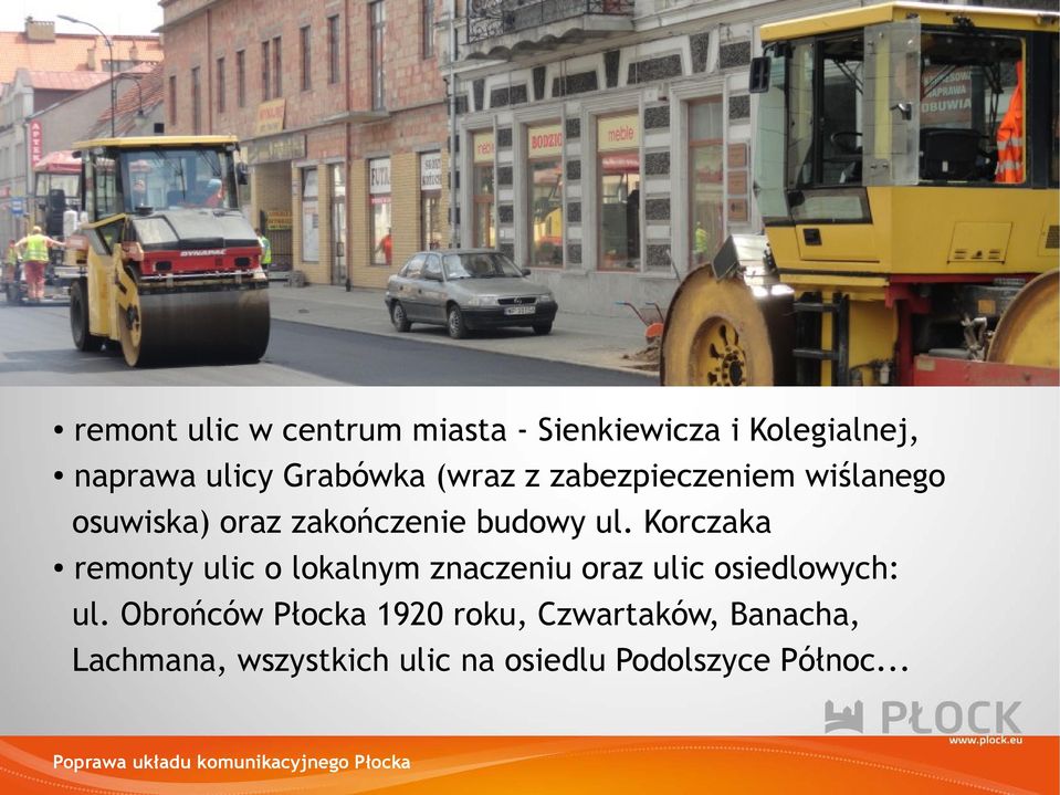 Korczaka remonty ulic o lokalnym znaczeniu oraz ulic osiedlowych: ul.
