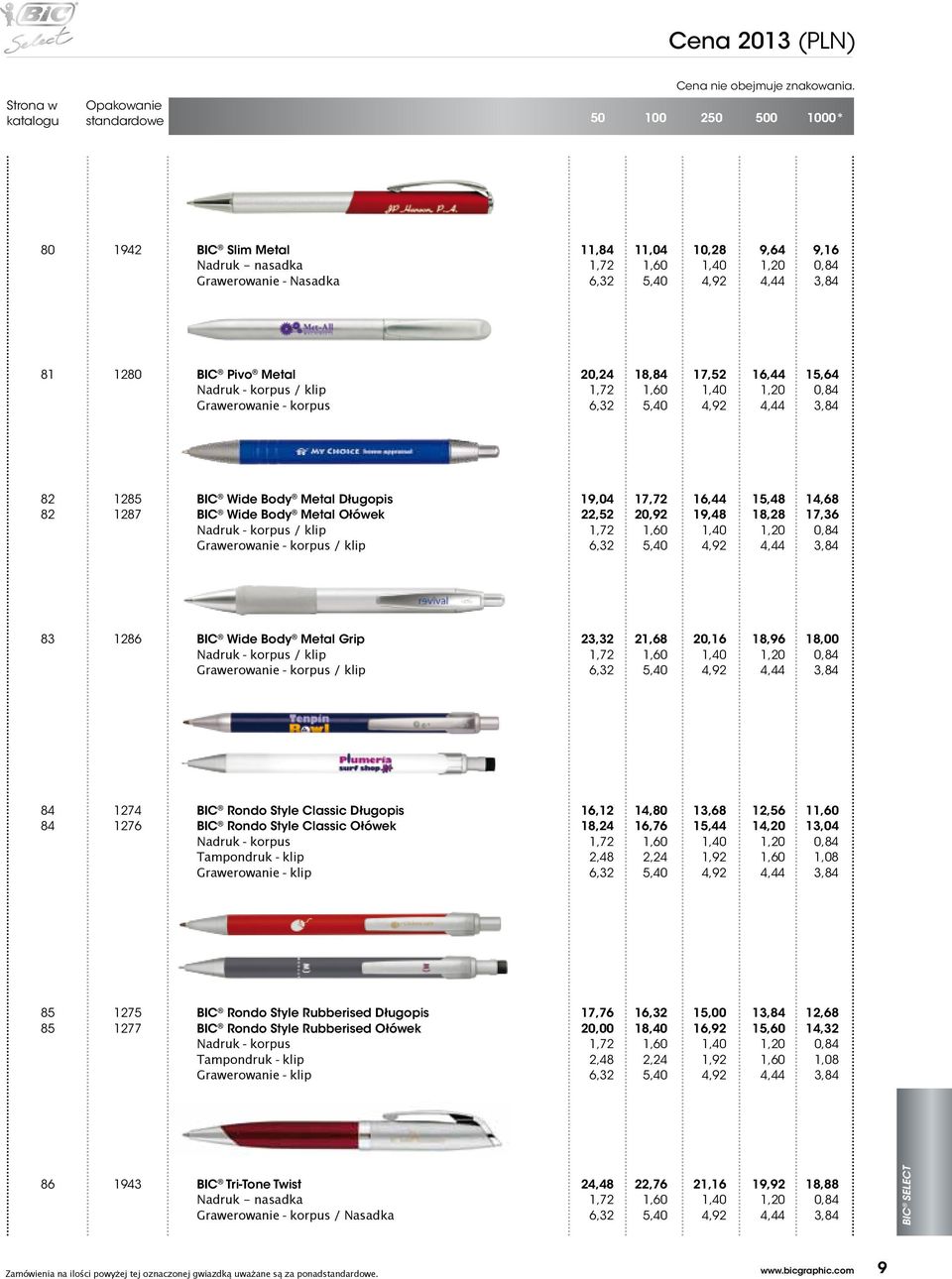 Grawerowanie - korpus 20,24 18,84 17,52 16,44 15,64 1,72 1,60 1,40 1,20 0,84 6,32 5,40 4,92 4,44 3,84 82 82 1285 1287 Wide Body Metal Długopis Wide Body Metal Ołówek Nadruk - korpus / klip