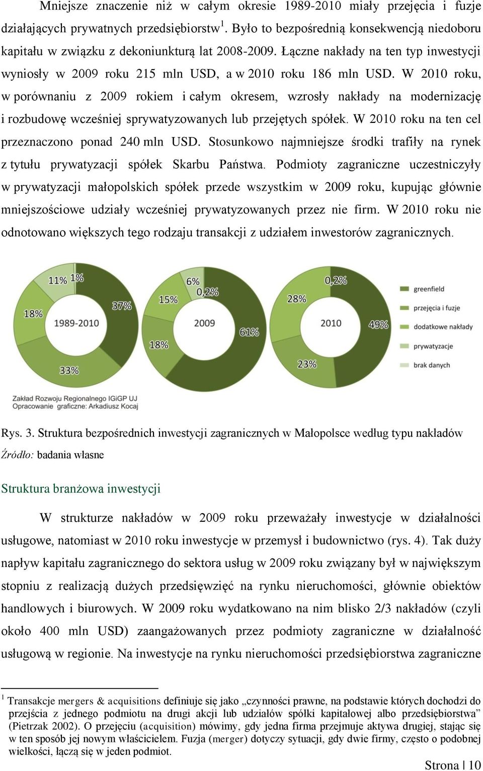 W 2010 roku, w porównaniu z 2009 rokiem i całym okresem, wzrosły nakłady na modernizację i rozbudowę wcześniej sprywatyzowanych lub przejętych spółek.