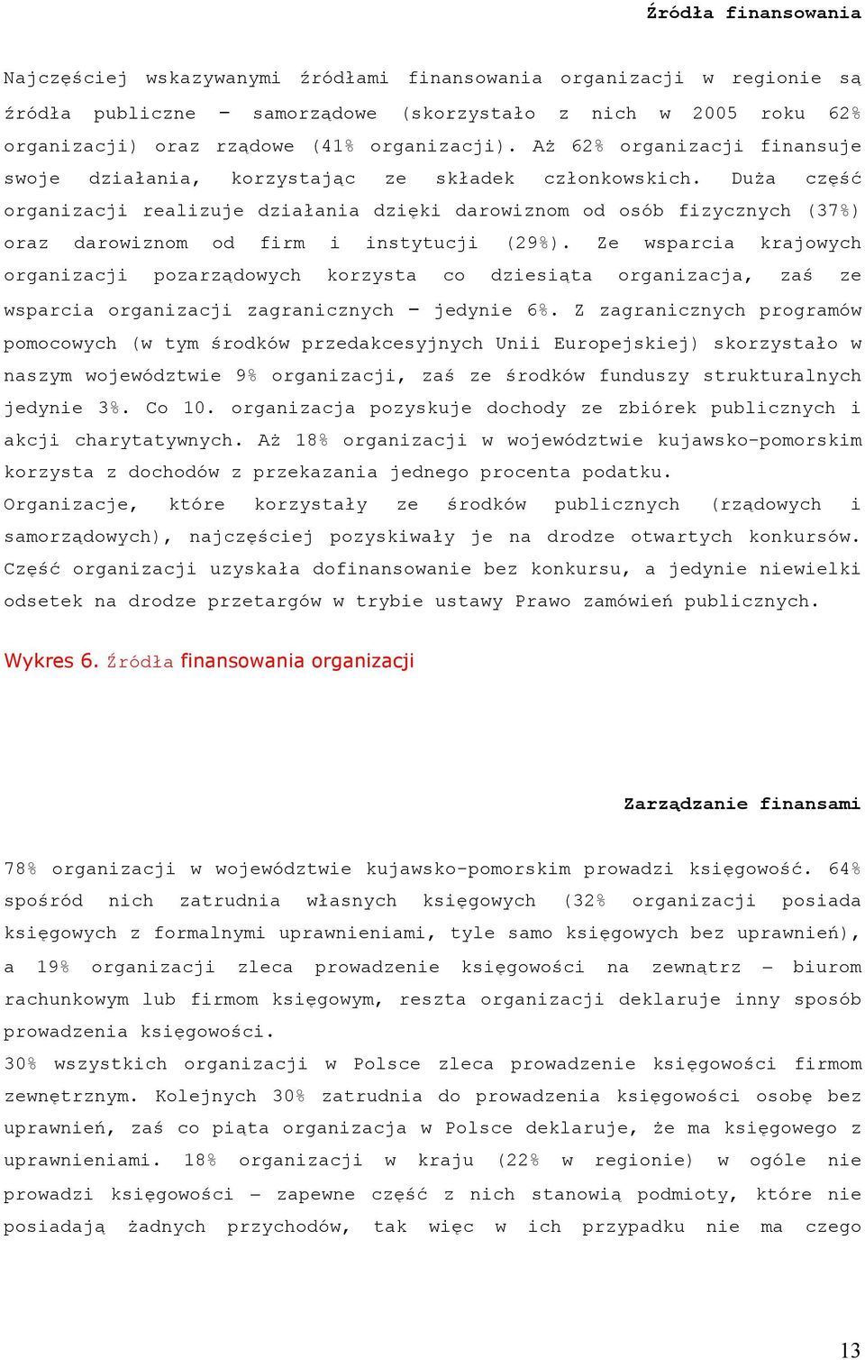 Duża część organizacji realizuje działania dzięki darowiznom od osób fizycznych (37%) oraz darowiznom od firm i instytucji (29%).