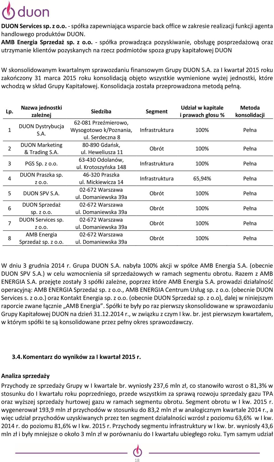 oraz utrzymanie klientów pozyskanych na rzecz podmiotów spoza grupy kapitałowej DUON W skonsolidowanym kwartalnym sprawozdaniu finansowym Grupy DUON S.A.