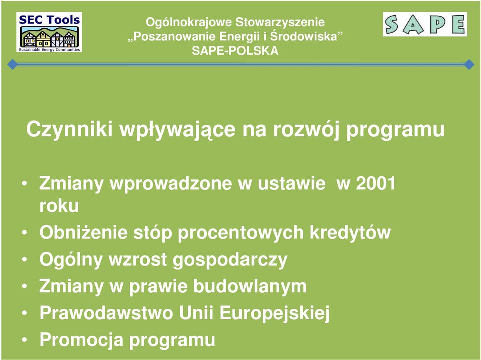 procentowych kredytów Ogólny wzrost gospodarczy Zmiany