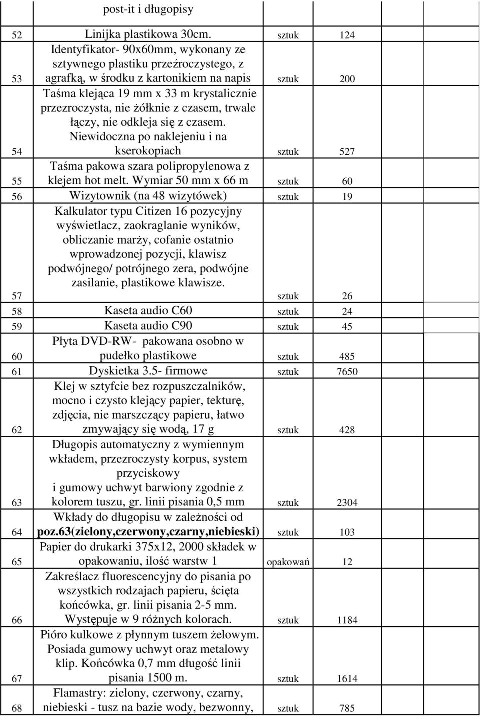 nie Ŝółknie z czasem, trwale łączy, nie odkleja się z czasem. Niewidoczna po naklejeniu i na kserokopiach sztuk 527 55 Taśma pakowa szara polipropylenowa z klejem hot melt.