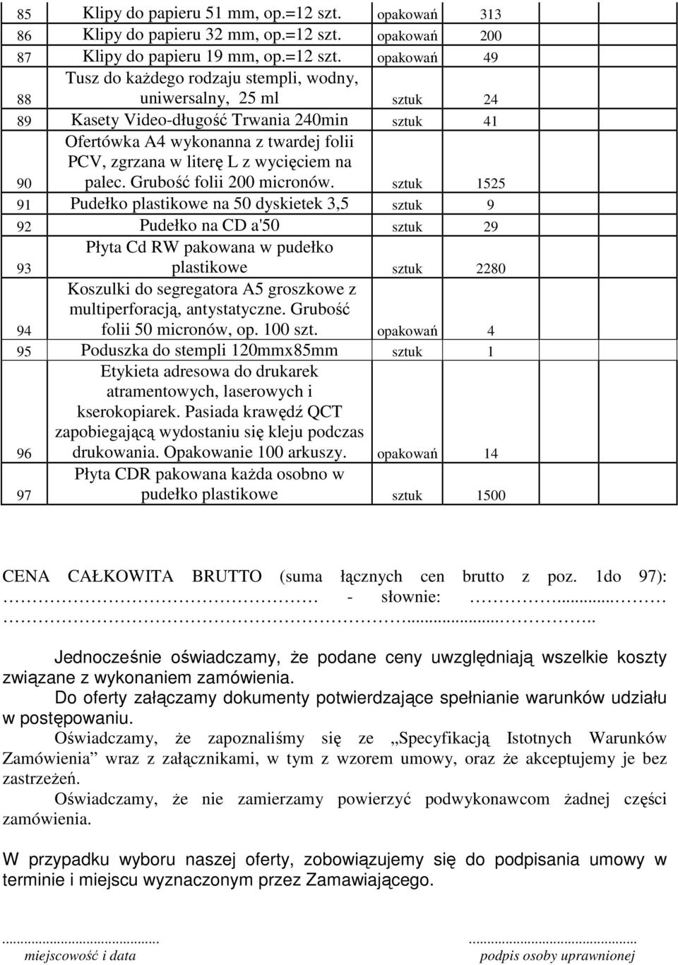 opakowań 200 87 Klipy do papieru 19 mm, op.=12 szt.