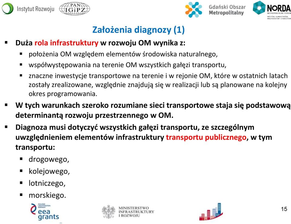 programowania. W tych warunkach szeroko rozumiane sieci transportowe staja się podstawową determinantą rozwoju przestrzennego w OM.