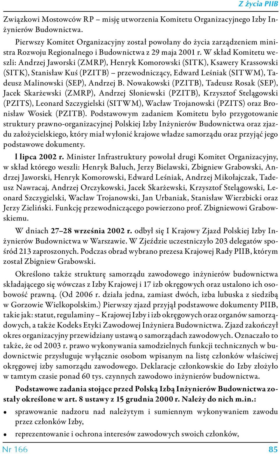 W skład Komitetu weszli: Andrzej Jaworski (ZMRP), Henryk Komorowski (SITK), Ksawery Krassowski (SITK), Stanisław Kuś (PZITB) przewodniczący, Edward Leśniak (SITWM), Tadeusz Malinowski (SEP), Andrzej