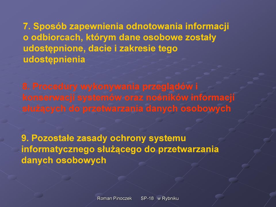 Procedury wykonywania przeglądów i konserwacji systemów oraz nośników informacji