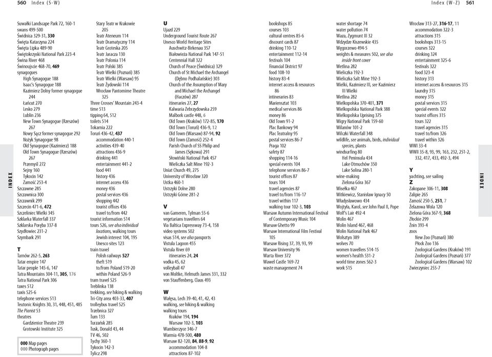 synagogue 292 Nożyk Synagogue 98 Old Synagogue (Kazimierz) 188 Old Town Synagogue (Rzeszów) 267 Przemyśl 272 Sejny 160 Tykocin 142 Zamość 253-4 Szczawne 285 Szczawnica 300 Szczawnik 299 Szczecin