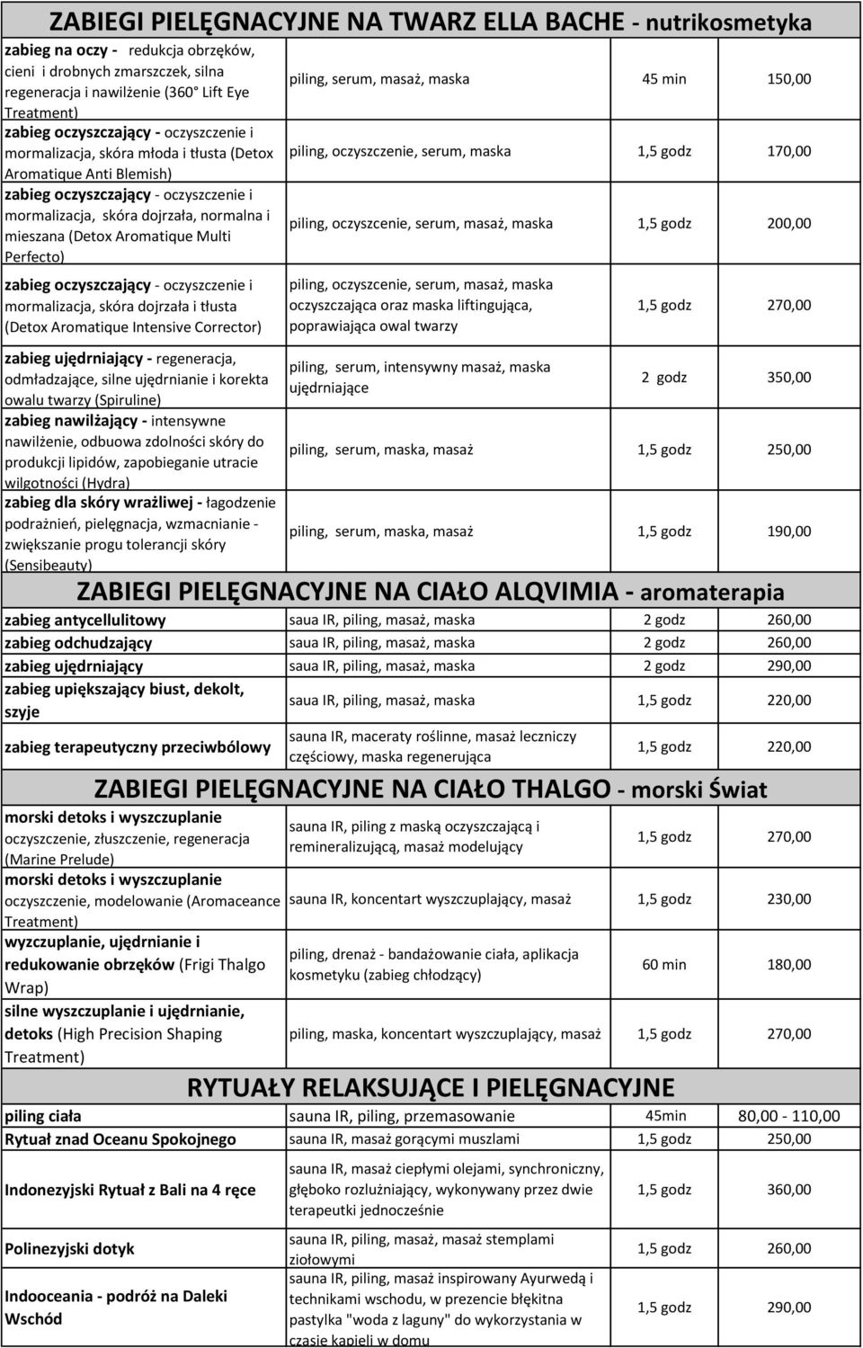 - oczyszczenie i mormalizacja, skóra dojrzała, normalna i mieszana (Detox Aromatique Multi Perfecto) piling, oczyszcenie, serum, masaż, maska 1,5 godz 200,00 zabieg oczyszczający - oczyszczenie i