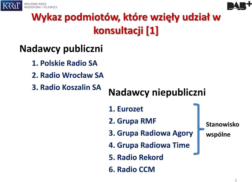 Radio Koszalin SA Nadawcy niepubliczni 1. Eurozet 2. Grupa RMF 3.