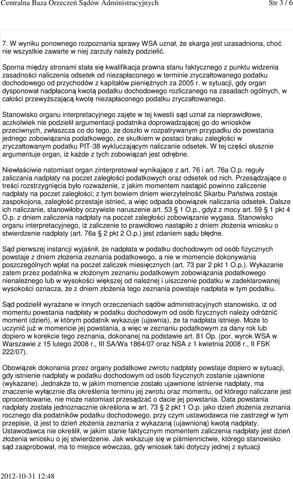 kapitałów pieniężnych za 2005 r.