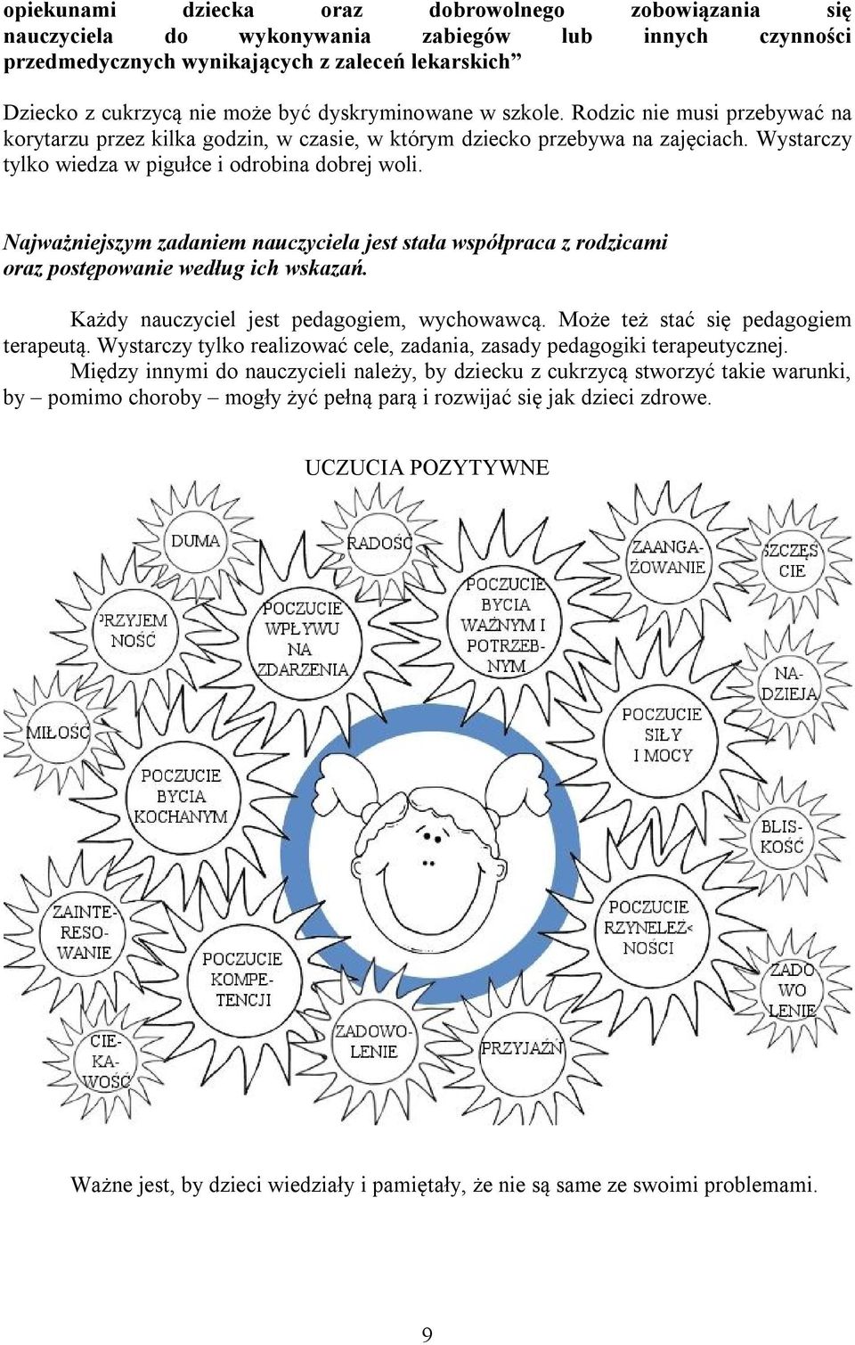 Najważniejszym zadaniem nauczyciela jest stała współpraca z rodzicami oraz postępowanie według ich wskazań. Każdy nauczyciel jest pedagogiem, wychowawcą. Może też stać się pedagogiem terapeutą.