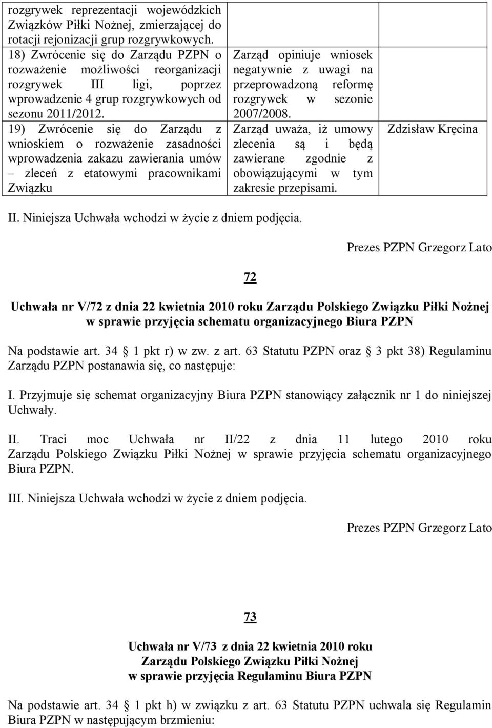 19) Zwrócenie się do Zarządu z wnioskiem o rozważenie zasadności wprowadzenia zakazu zawierania umów zleceń z etatowymi pracownikami Związku Zarząd opiniuje wniosek negatywnie z uwagi na