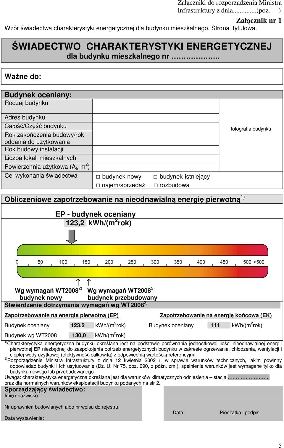 . Ważne do: Budynek oceniany: Rodzaj budynku Adres budynku Całość/Część budynku Rok zakończenia budowy/rok oddania do użytkowania Rok budowy instalacji Liczba lokali mieszkalnych Powierzchnia