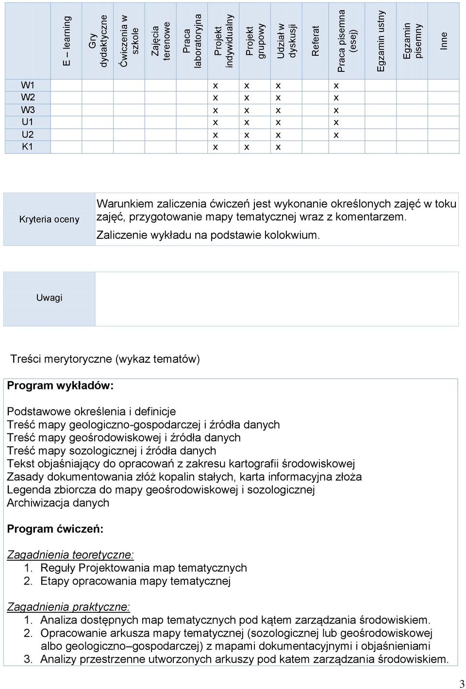 komentarzem. Zaliczenie wykładu na podstawie kolokwium.