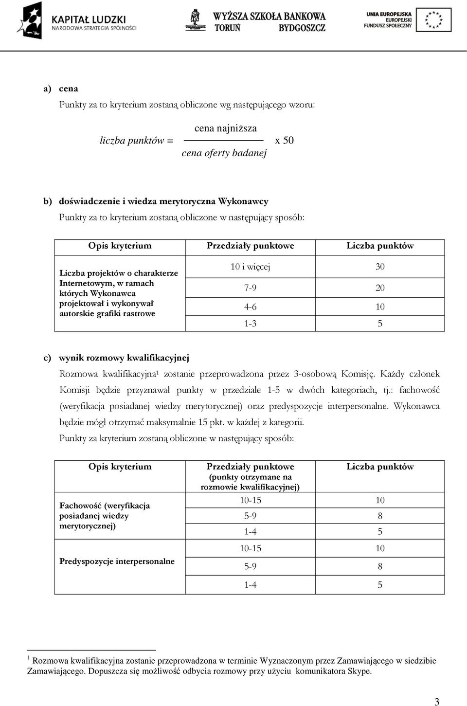 autorskie grafiki rastrowe 10 i więcej 30 7-9 20 4-6 10 1-3 5 c) wynik rozmowy kwalifikacyjnej Rozmowa kwalifikacyjna 1 zostanie przeprowadzona przez 3-osobową Komisję.