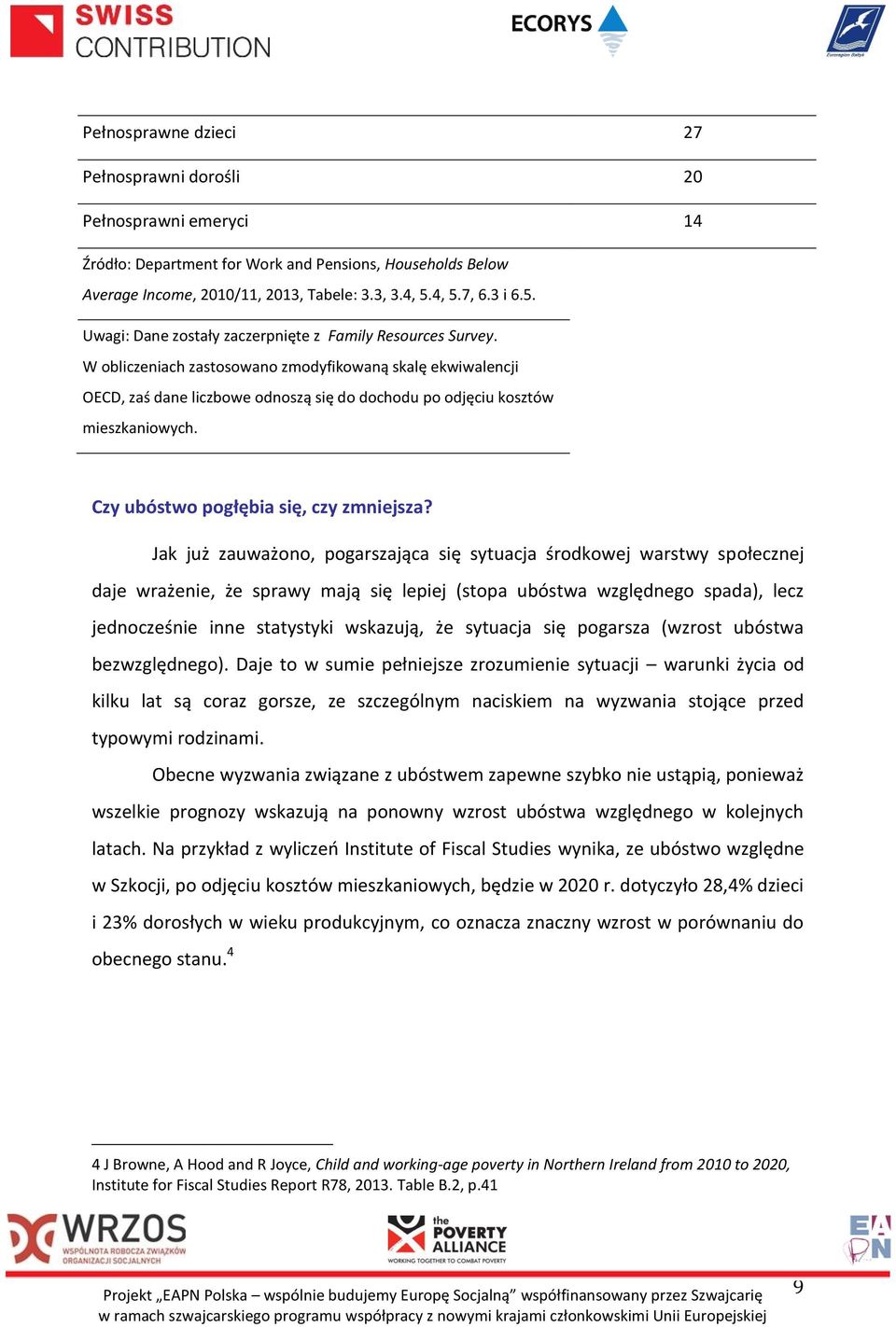 W obliczeniach zastosowano zmodyfikowaną skalę ekwiwalencji OECD, zaś dane liczbowe odnoszą się do dochodu po odjęciu kosztów mieszkaniowych. Czy ubóstwo pogłębia się, czy zmniejsza?