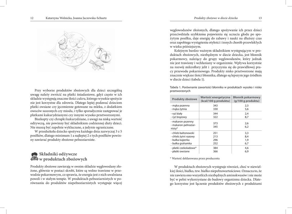 Kolejnym bardzo ważnym składnikiem występującym w produktach zbożowych, niezbędnym w diecie dziecka, jest błonnik pokarmowy, należący do grupy węglowodanów, który jednak nie jest trawiony i