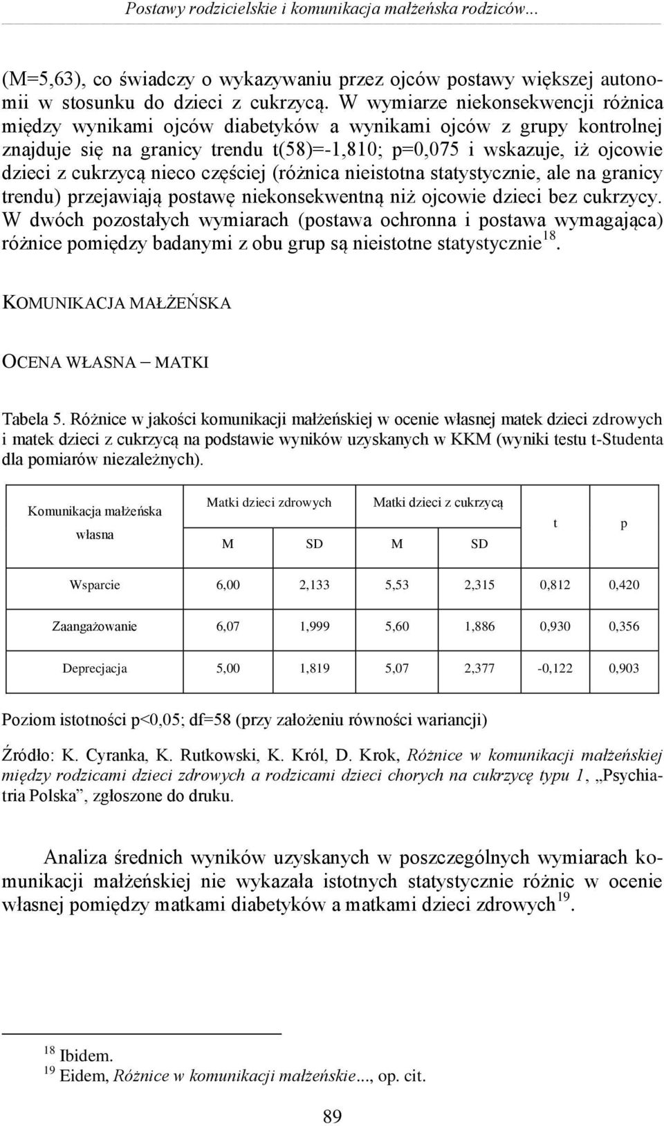 nieco częściej (różnica nieistotna statystycznie, ale na granicy trendu) przejawiają postawę niekonsekwentną niż ojcowie dzieci bez cukrzycy.