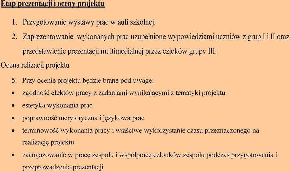 Ocena relizacji projektu 5.