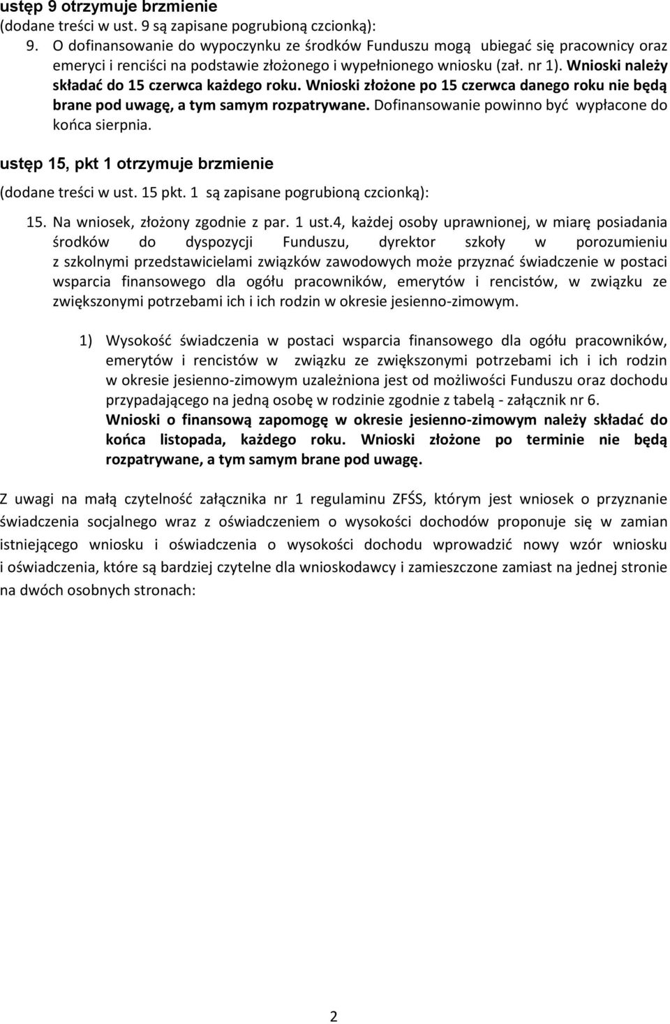 Wnioski należy składać do 15 czerwca każdego roku. Wnioski złożone po 15 czerwca danego roku nie będą brane pod uwagę, a tym samym rozpatrywane. Dofinansowanie powinno być wypłacone do końca sierpnia.