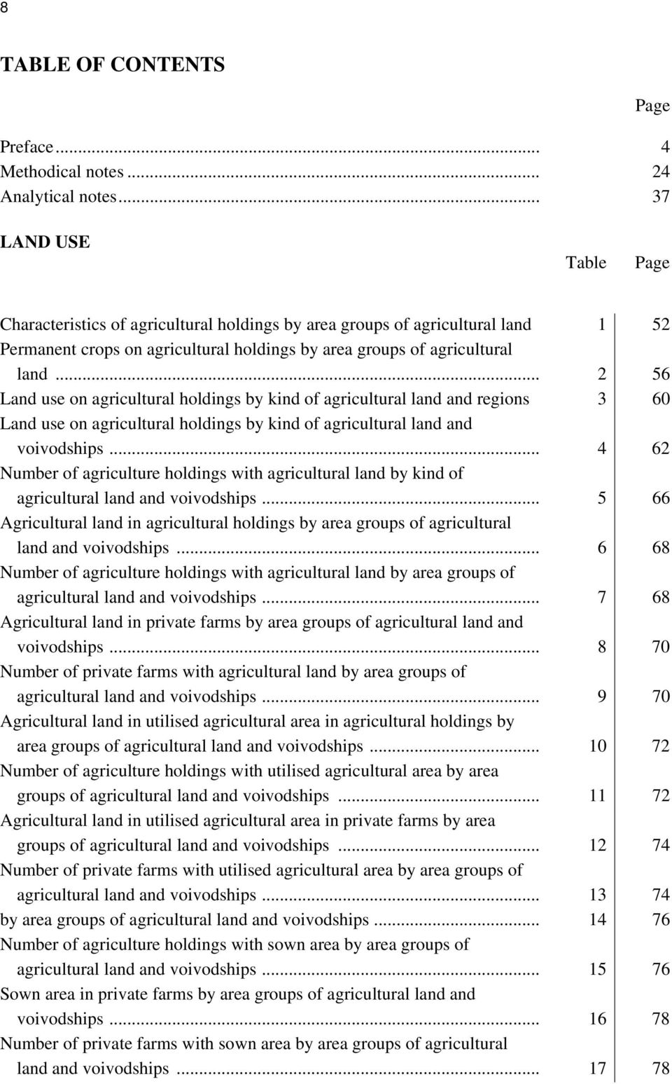 .. 2 56 Land use on agricultural holdings by kind of agricultural land and regions 3 60 Land use on agricultural holdings by kind of agricultural land and voivodships.