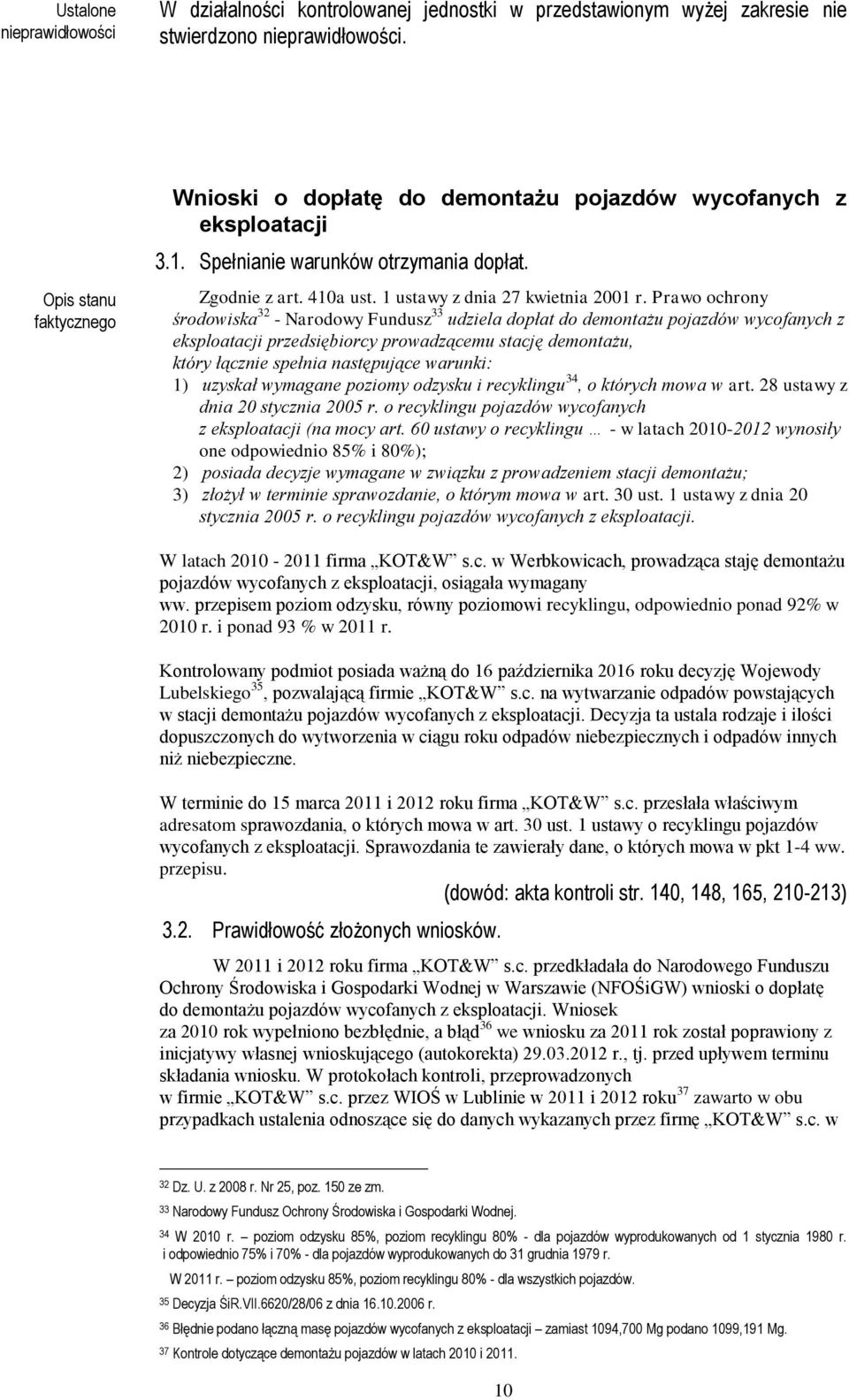 Prawo ochrony środowiska 32 - Narodowy Fundusz 33 udziela dopłat do demontażu pojazdów wycofanych z eksploatacji przedsiębiorcy prowadzącemu stację demontażu, który łącznie spełnia następujące