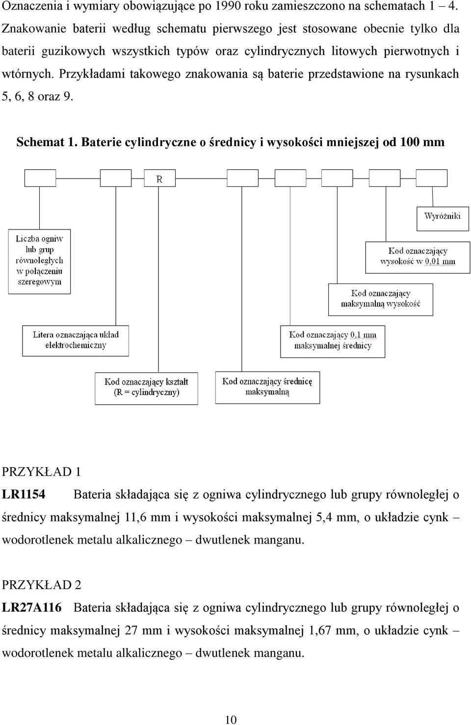 Przykładami takowego znakowania są baterie przedstawione na rysunkach 5, 6, 8 oraz 9. Schemat 1.