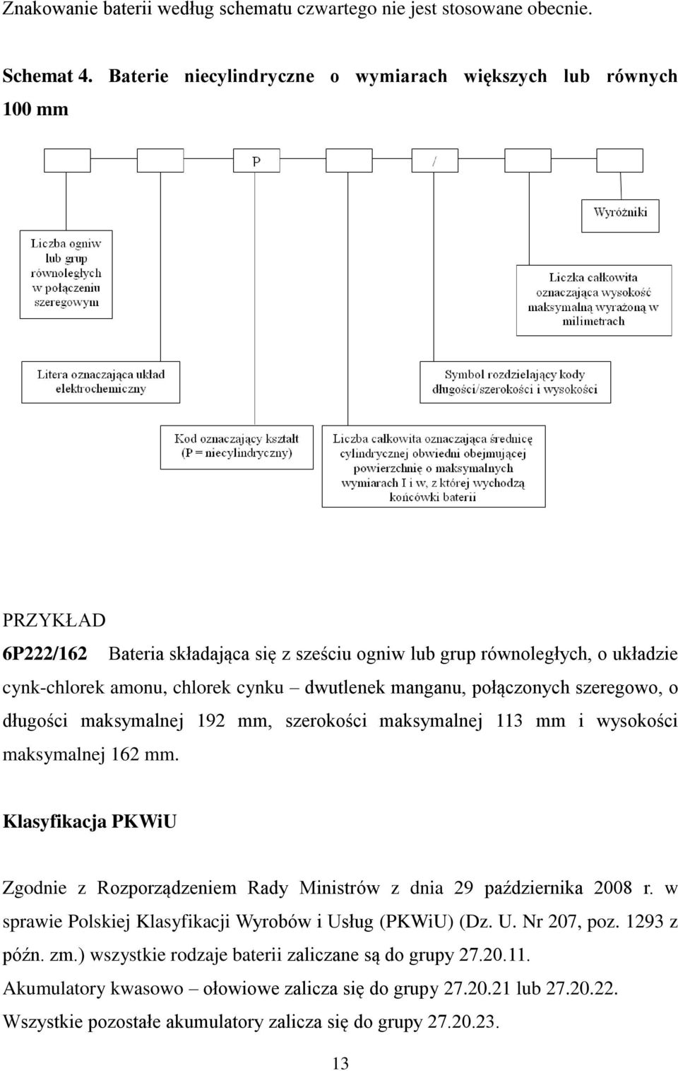 dwutlenek manganu, połączonych szeregowo, o długości maksymalnej 192 mm, szerokości maksymalnej 113 mm i wysokości maksymalnej 162 mm.