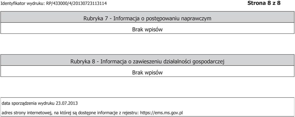 data sporządzenia wydruku 23.07.