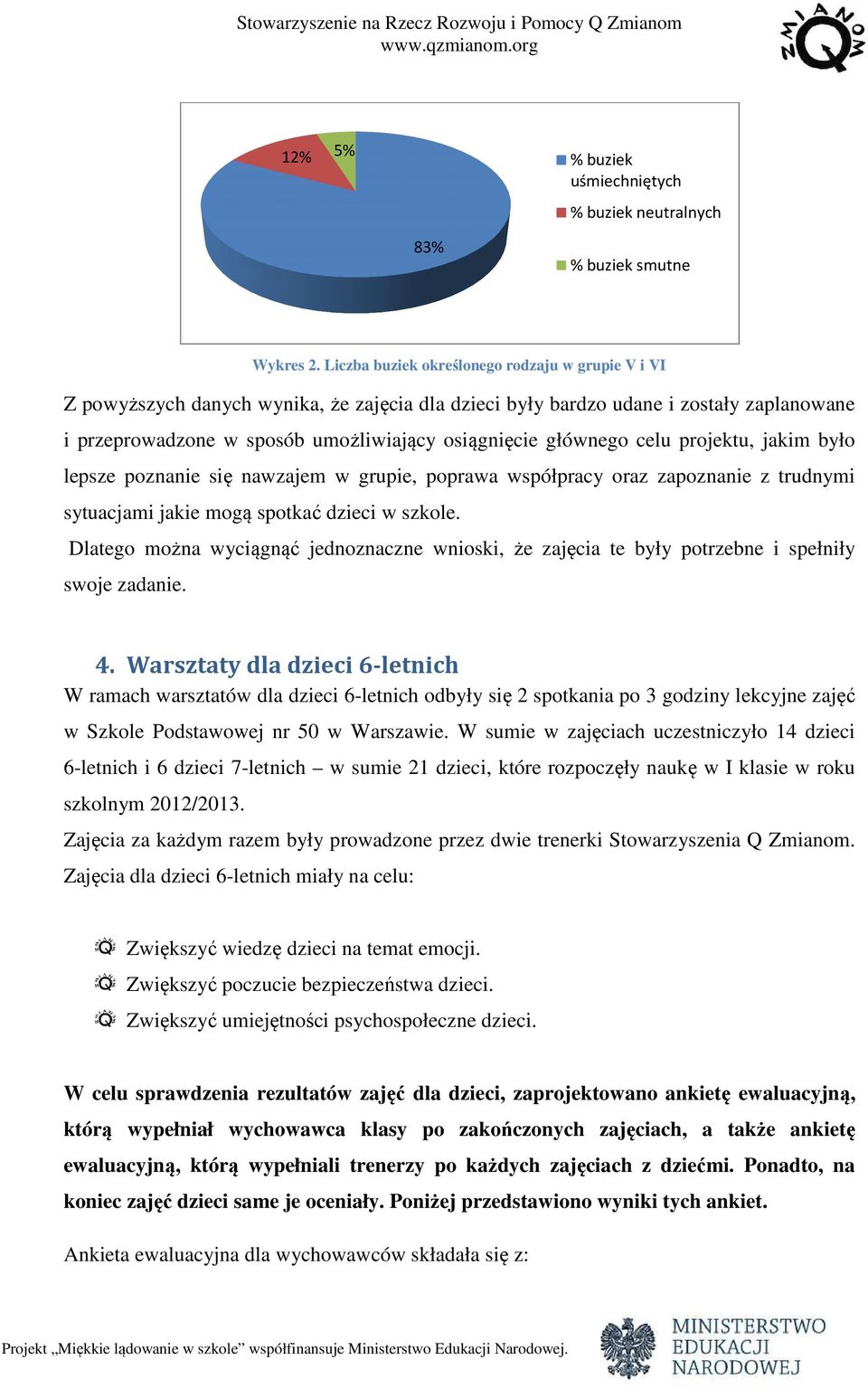 głównego celu projektu, jakim było lepsze poznanie się nawzajem w grupie, poprawa współpracy oraz zapoznanie z trudnymi sytuacjami jakie mogą spotkać dzieci w szkole.