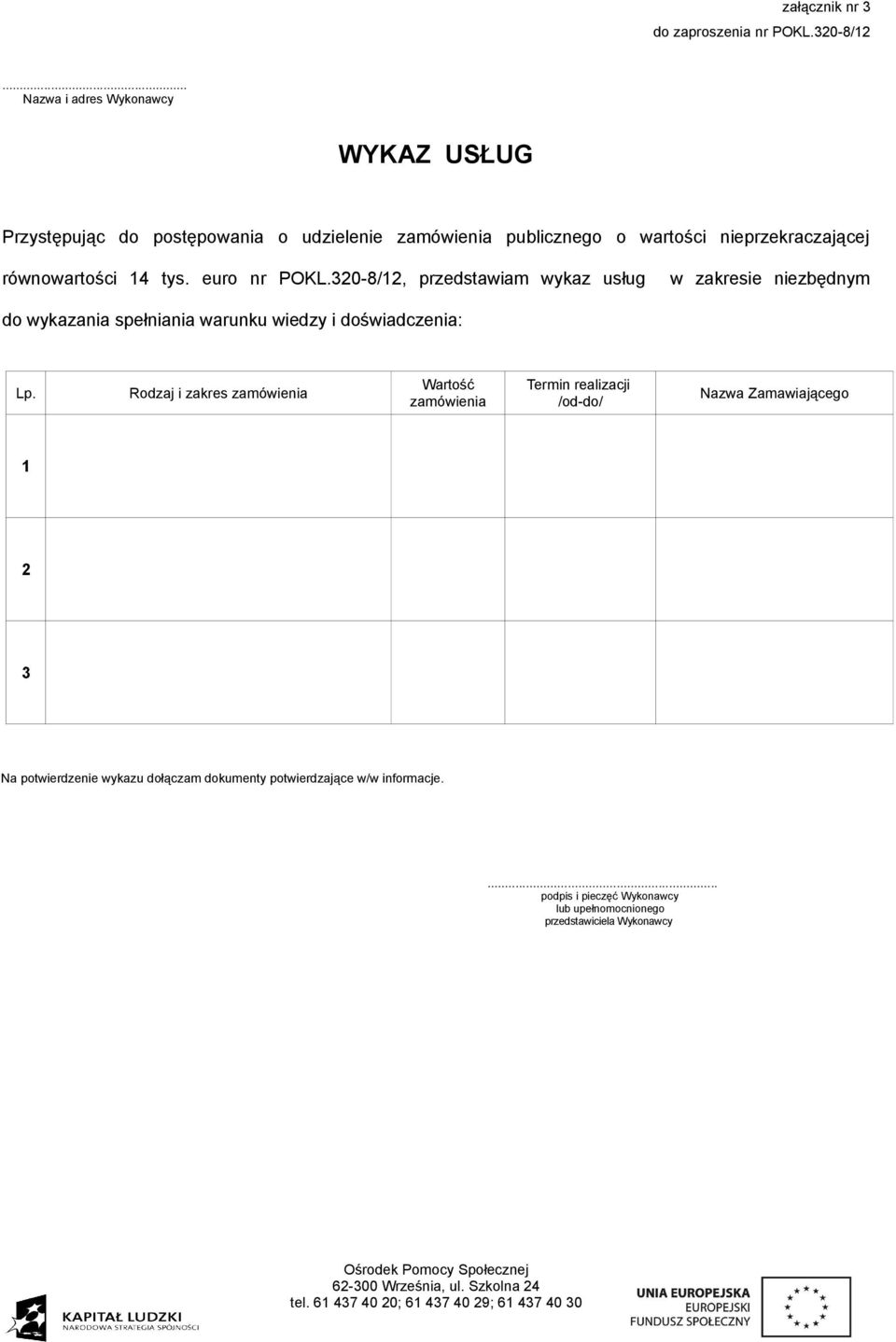 równowartości 14 tys. euro nr POKL.