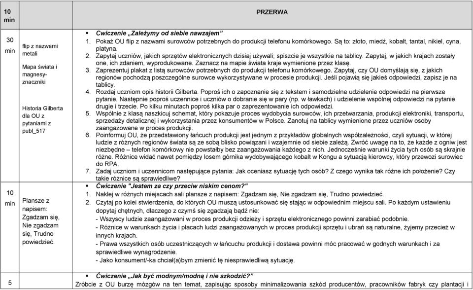 Zapytaj uczniów, jakich sprzętów elektronicznych dzisiaj używali; spiszcie je wszystkie na tablicy. Zapytaj, w jakich krajach zostały one, ich zdaniem, wyprodukowane.