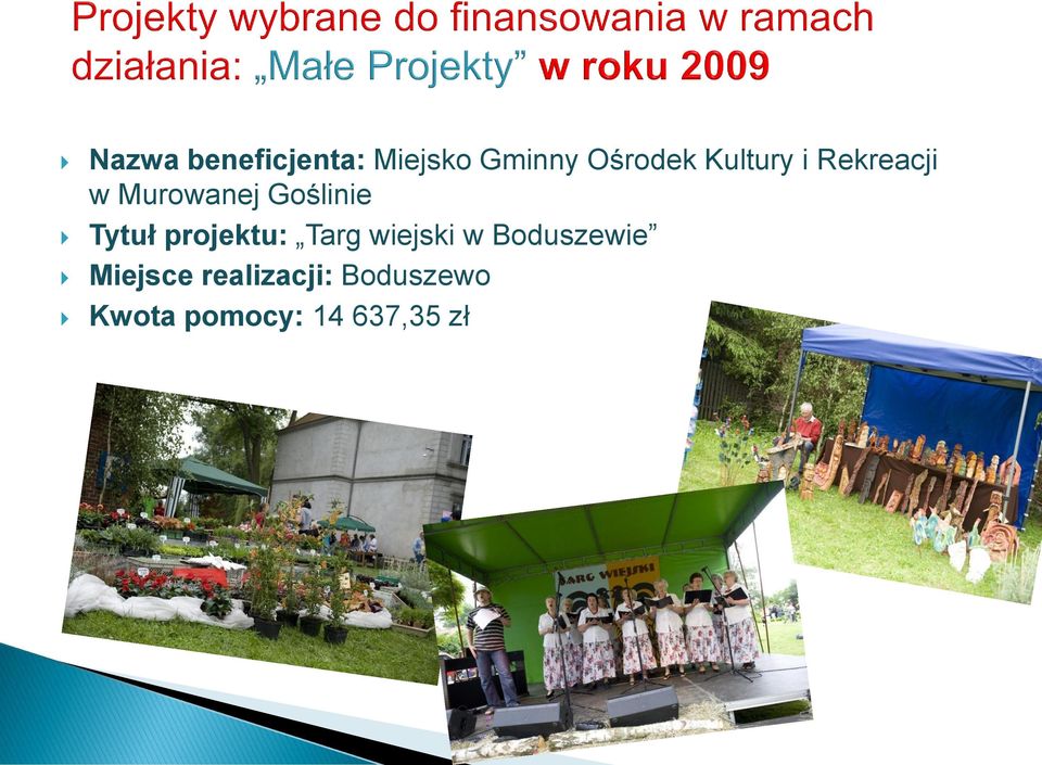 Tytuł projektu: Targ wiejski w Boduszewie