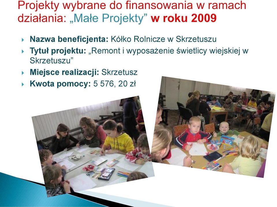 wyposażenie świetlicy wiejskiej w