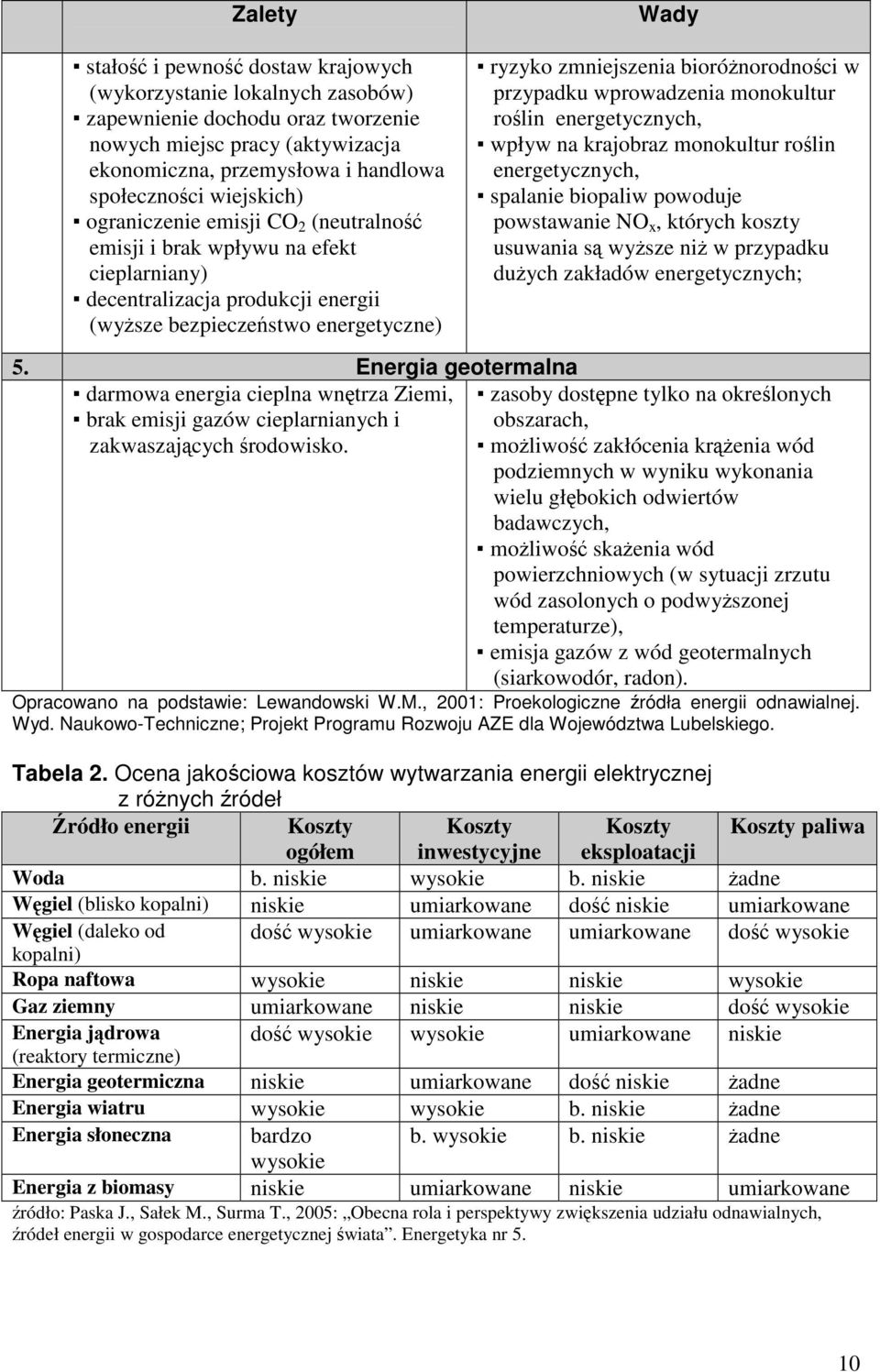 przypadku wprowadzenia monokultur rolin energetycznych, wpływ na krajobraz monokultur rolin energetycznych, spalanie biopaliw powoduje powstawanie NO x, których koszty usuwania s wysze ni w przypadku