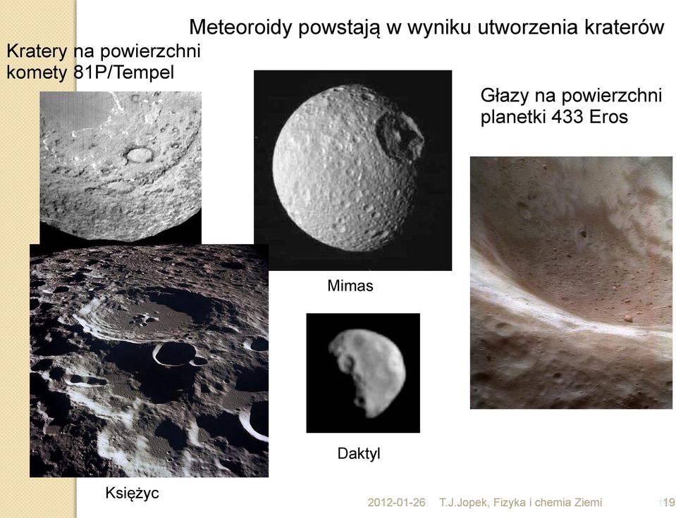 Głazy na powierzchni planetki 433 Eros Mimas